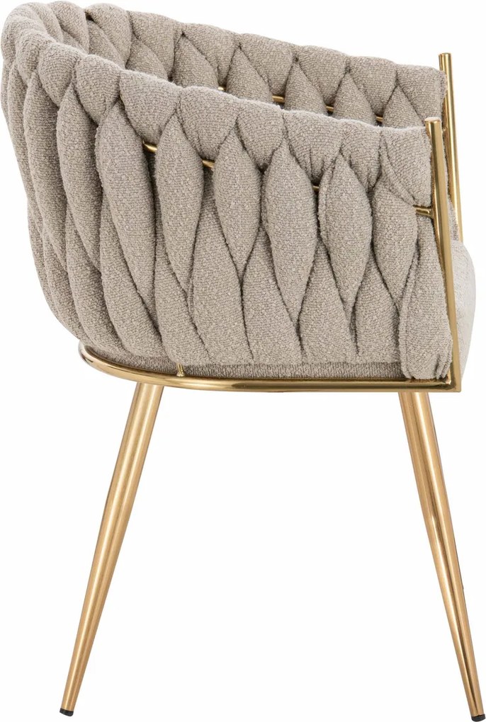 HR750 Scaun cu picioare Aurie Latte din Boucle