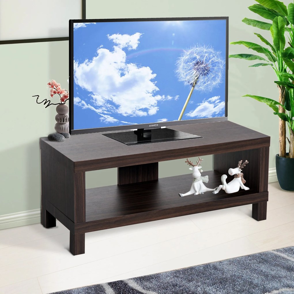 HOMCOM comoda TV, MDF, 90x35x37cm maro | Aosom Romania