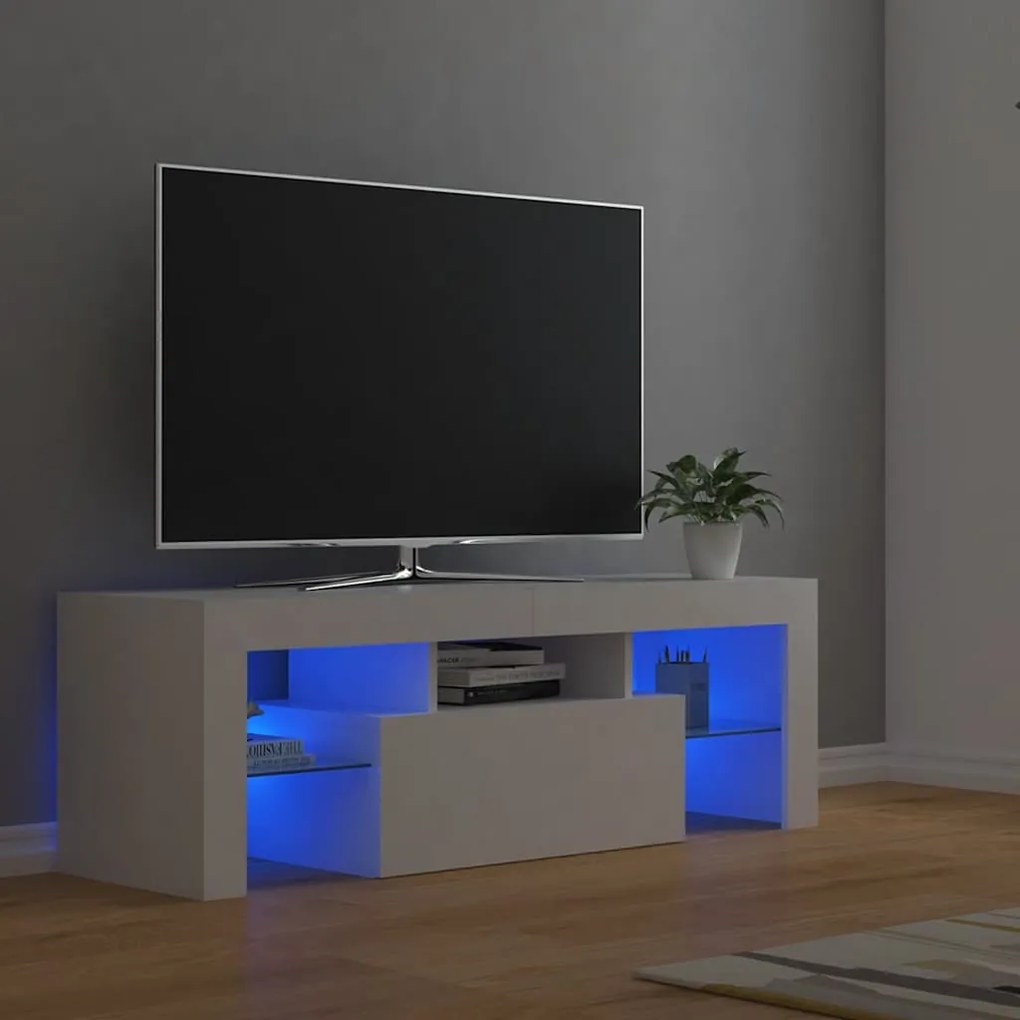 Comoda TV cu lumini LED, alb, 120x35x40 cm 1, Alb