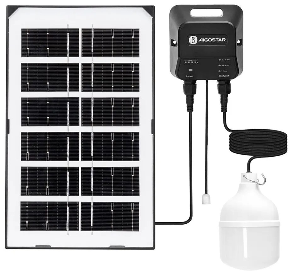 Lustră LED solară Aigostar LED/35W/12V 3000 mAh 6500K d. 10 cm