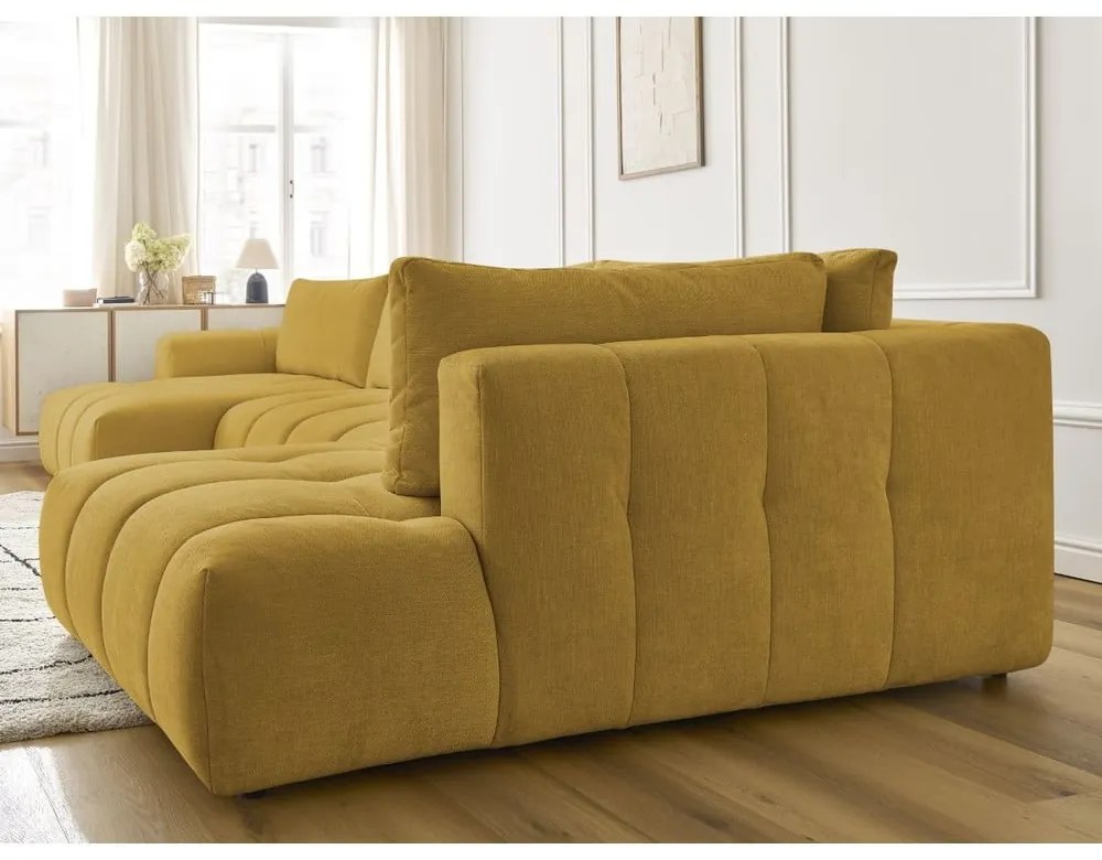 Colțar galben muștar extensibil/cu spațiu de depozitare (cu colț pe partea dreaptă/în formă de "U") Fuji – Bobochic Paris