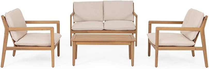 Set mobilier de grădină în culoare naturală din lemn de acacia pentru 4 persoane Danubio – Bizzotto
