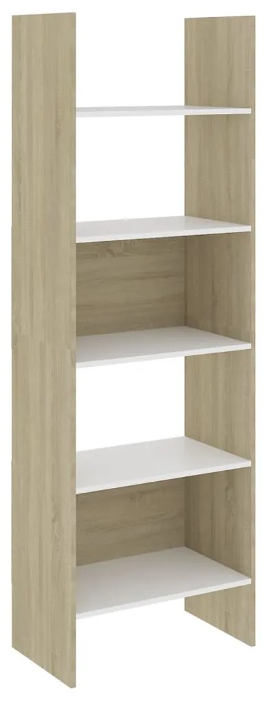 803412 vidaXL Bibliotecă, alb și stejar Sonoma, 60x35x180 cm, lemn prelucrat