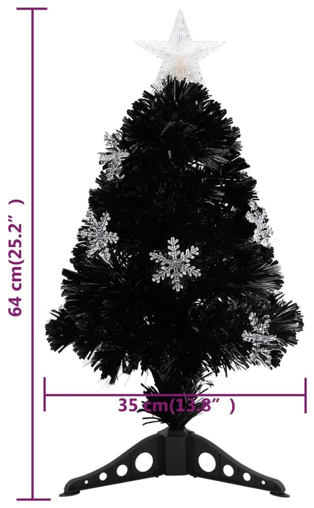 Pom de Craciun cu LED fulgi de zapada, negru 64 cm fibra optica 1, 64 x 35 cm