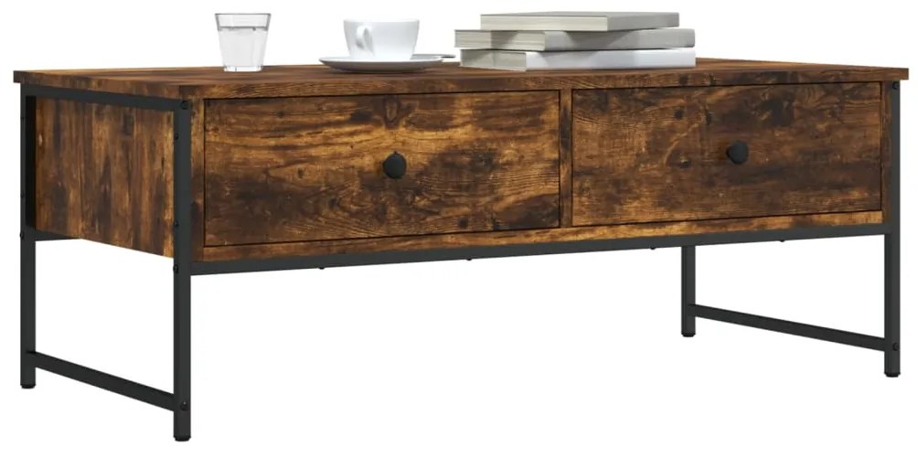 vidaXL Măsuță de cafea, stejar fumuriu, 101x49x39,5 cm, lemn prelucrat