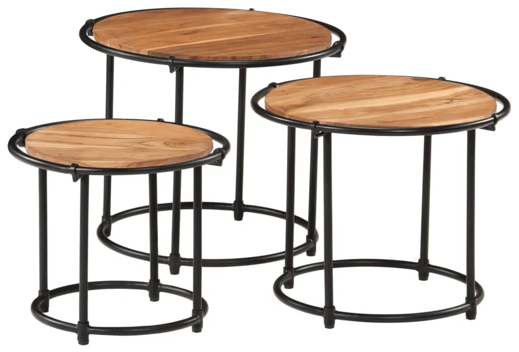 vidaXL Mese suprapuse, 3 buc., lemn masiv de acacia