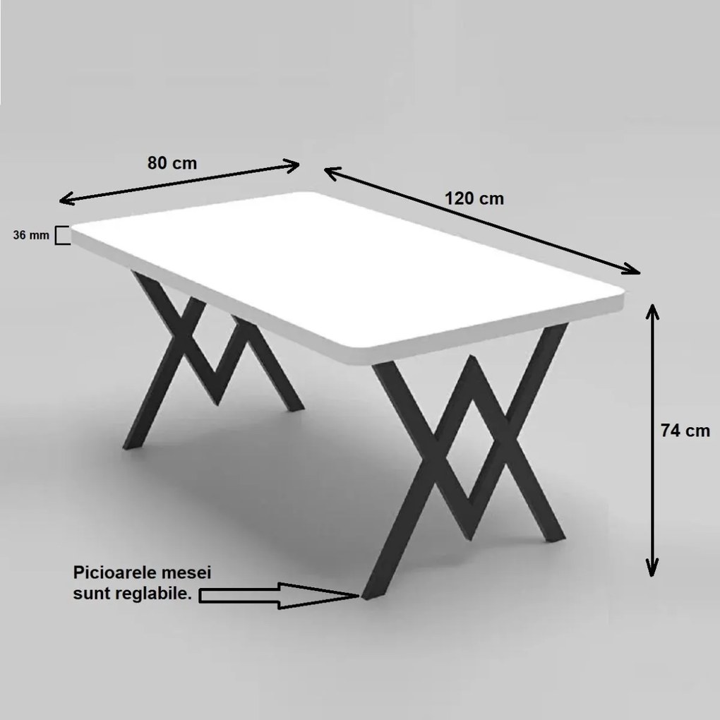 Masa bucatarie texturata, alb, 120x80x75 cm, A0101