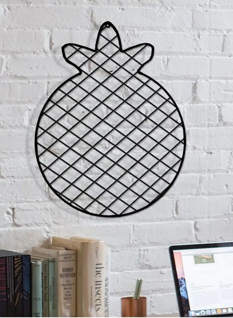 set 2 bucati Panou foto metalic , Ananas Homs, 47 x 36 cm, negru