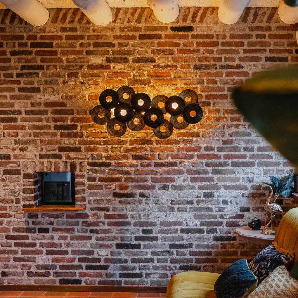 Aplică de perete orientală Art Deco aur antic cu 3 lumini - Balla