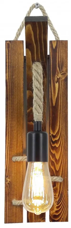 Aplica de Perete din Lemn, Soclu E27, Max. 60W, Culoare Nuc