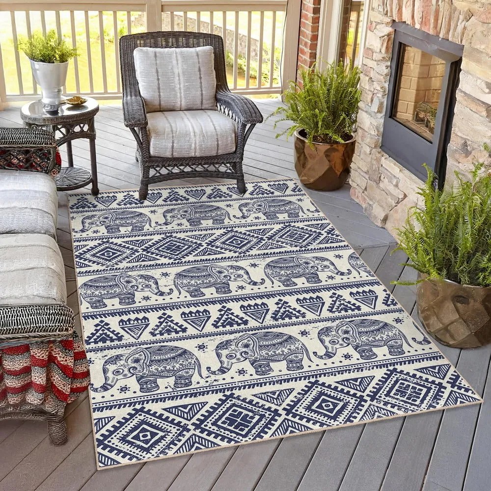 Covor tip traversă albastru lavabil 80x200 cm Elephant – Mila Home