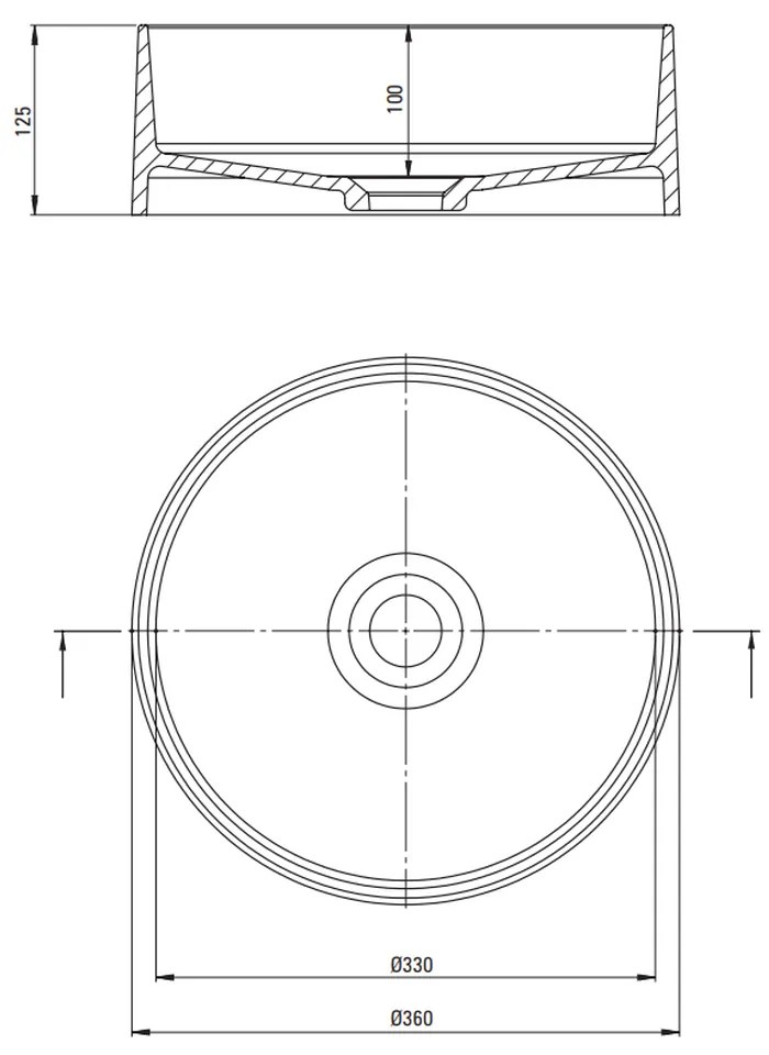 Lavoar pe blat compozit alb lucios 36 cm, rotund, Deante Silia Alb