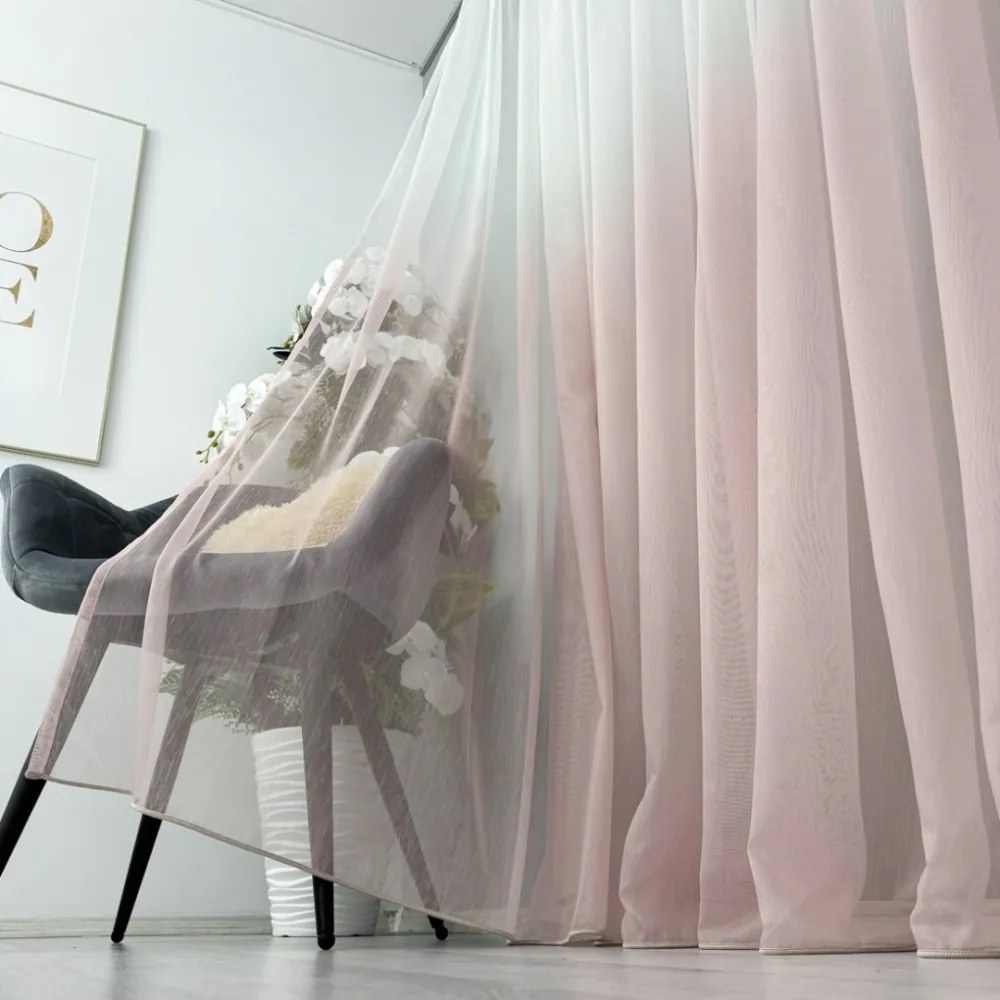 Perdea in Degrade din Fibra de Bambus  Alb cu Roz  500cm x 232cm   cu rejansa pentru BARA