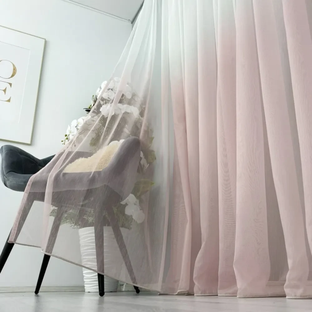 Perdea in Degrade din Fibra de Bambus Alb cu Roz 500cm x 232cm cu rejansa  pentru BARA | BIANO