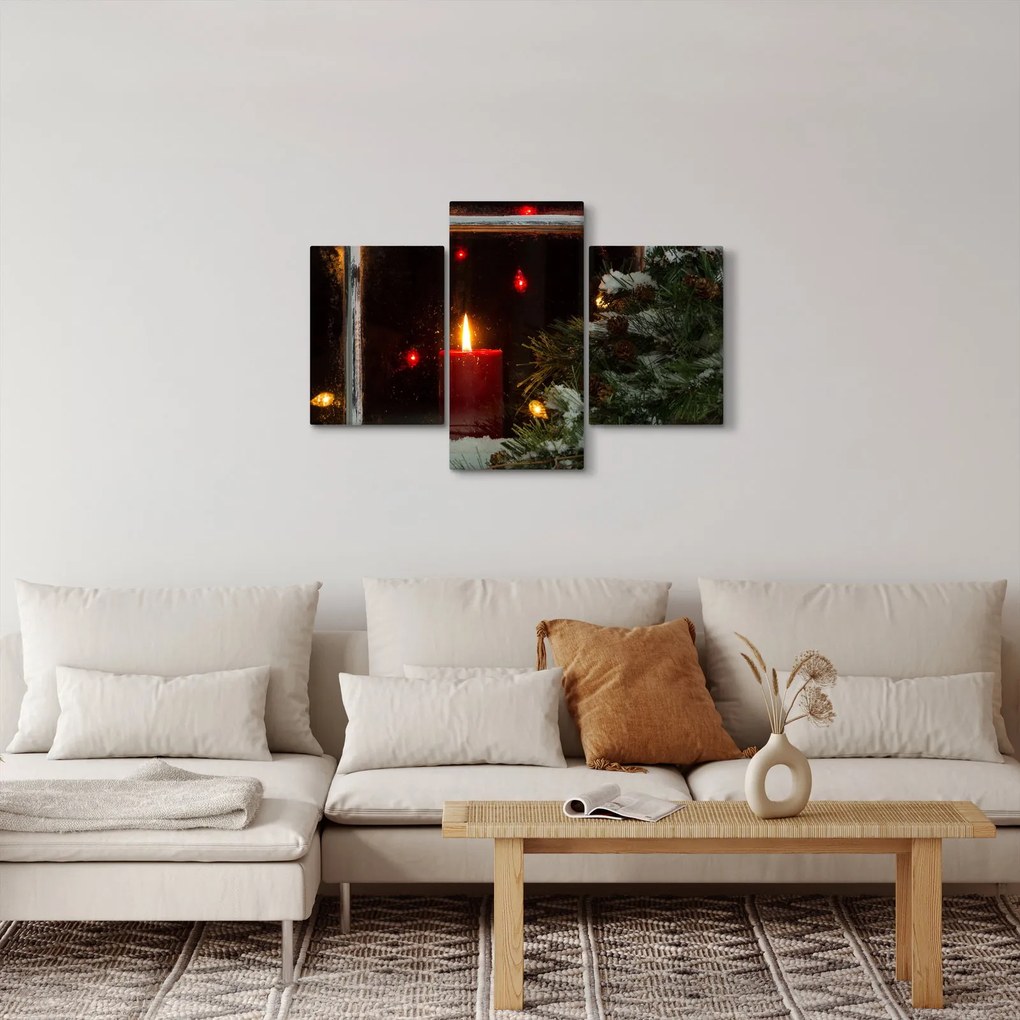 Tablou - Lumânare strălucitoare de Crăciun (90x60 cm)