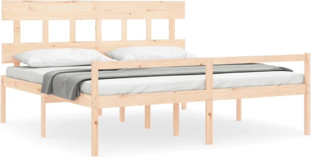 vidaXL Cadru de pat senior cu tăblie, 200x200 cm, lemn masiv
