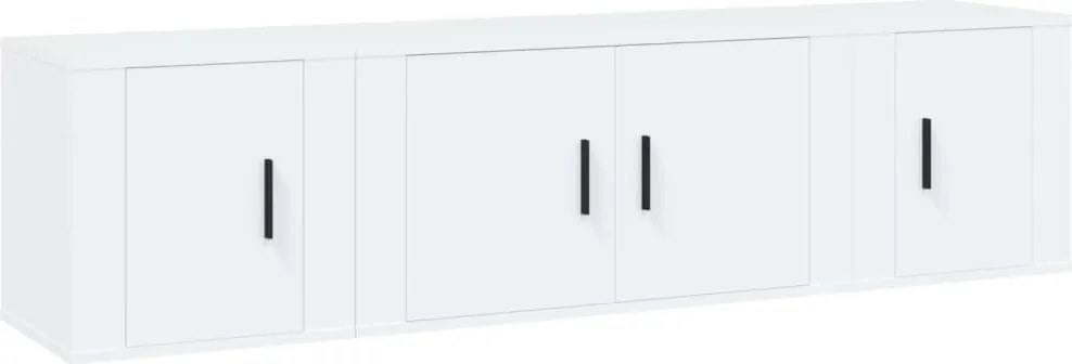 vidaXL Set comodă TV, 3 piese, alb, lemn prelucrat