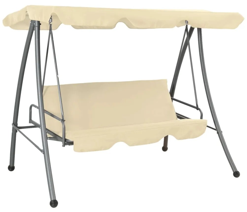 vidaXL Balansoar de exterior cu copertină, alb nisipiu