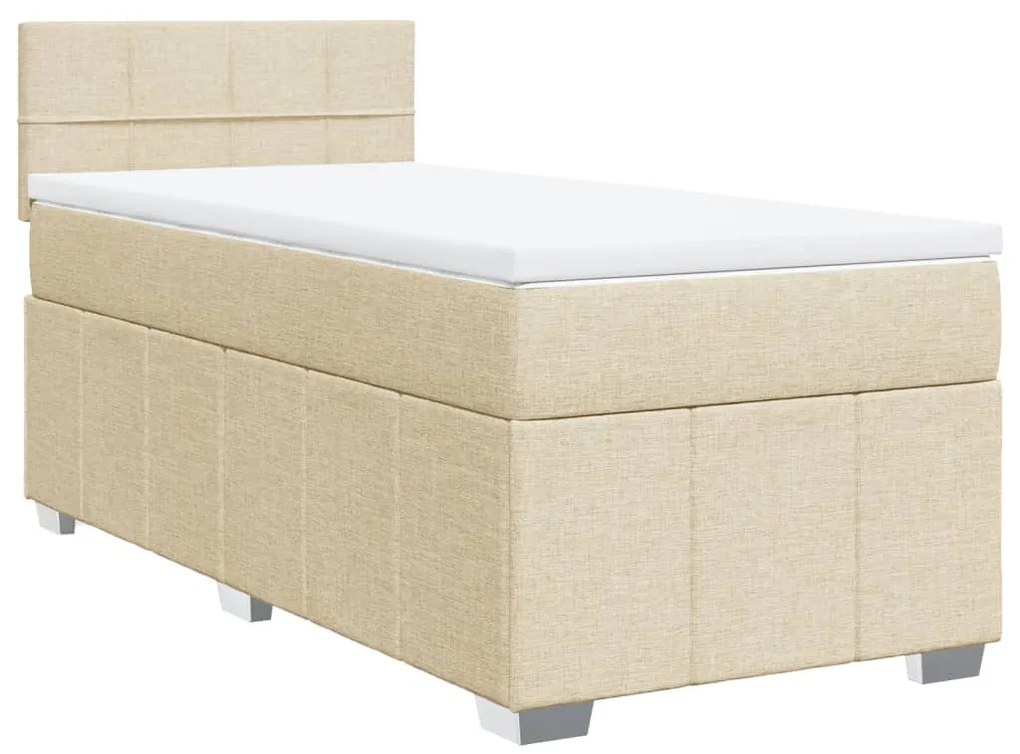 3286900 vidaXL Pat box spring cu saltea, crem, 80x200 cm, textil