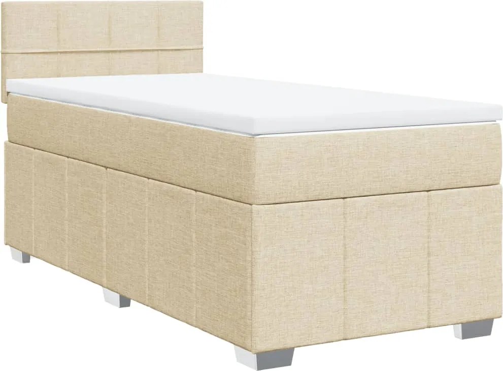 vidaXL Pat box spring cu saltea, crem, 80x200 cm, textil
