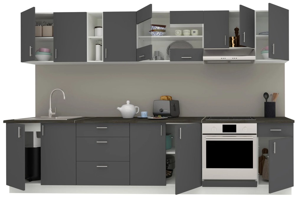 Set Bucatarie Karo V28, Antracit/Alb, Blat Thermo 28 mm, L 320 cm