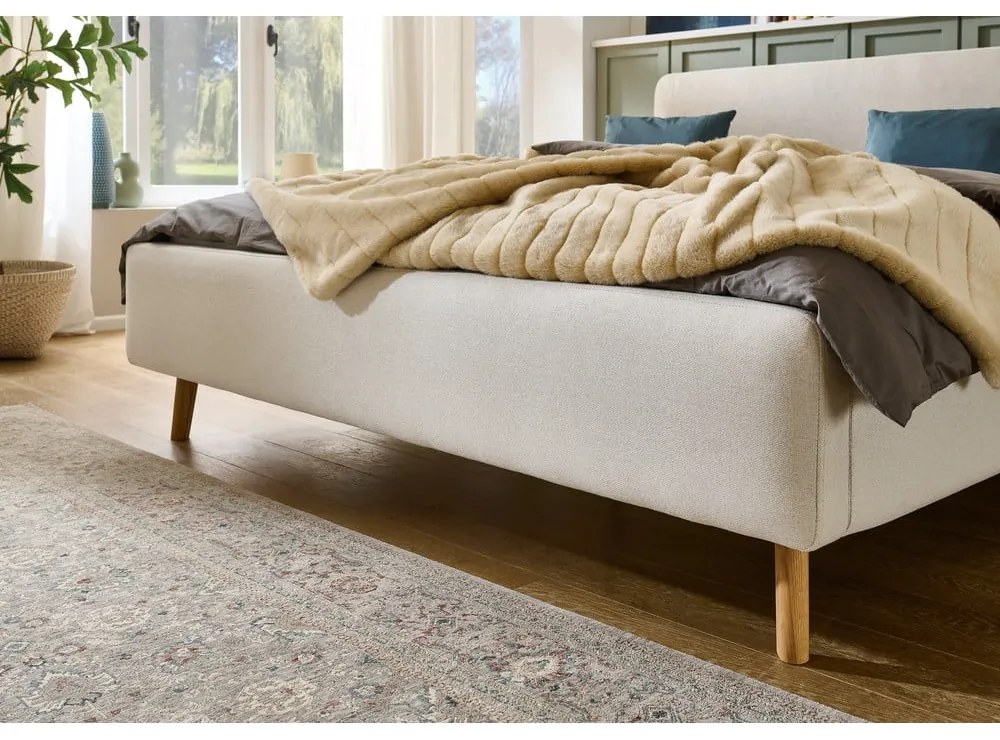Pat matrimonial crem tapițat fără somieră 180x200 cm Mattis – Meise Möbel