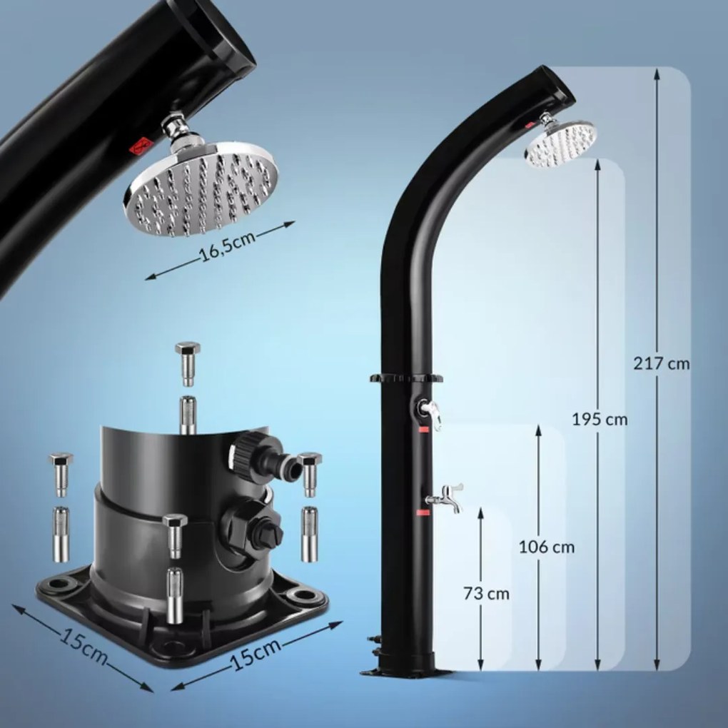 Duș solar BOW. 20l, negru Monzana