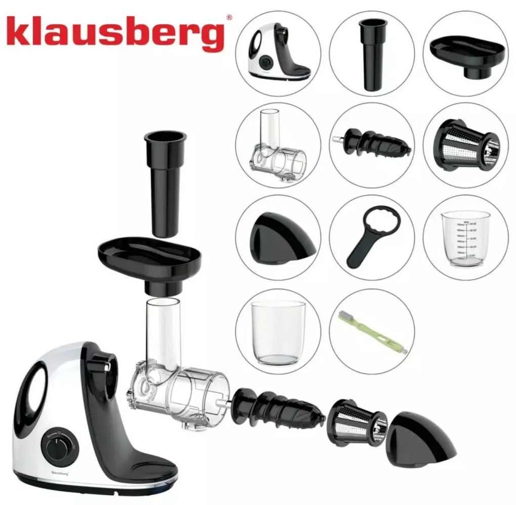 Storcator de fructe cu rotație lentă Klausberg KB7864, alb
