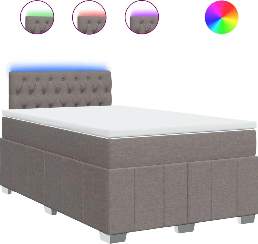 vidaXL Pat box spring cu saltea, gri taupe, 120x200 cm, textil