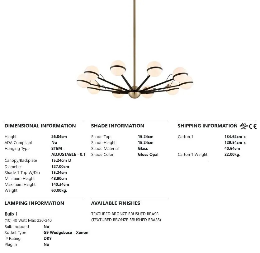 Candelabru design contemporan ACE, cu 10 surse de lumina