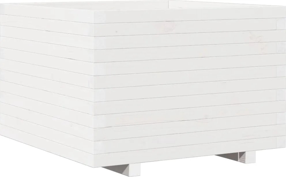 vidaXL Jardinieră de grădină, alb, 70x70x49,5 cm, lemn masiv de pin