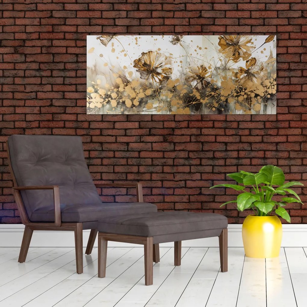 Tablou - pictură abstractă florală (120x50 cm)