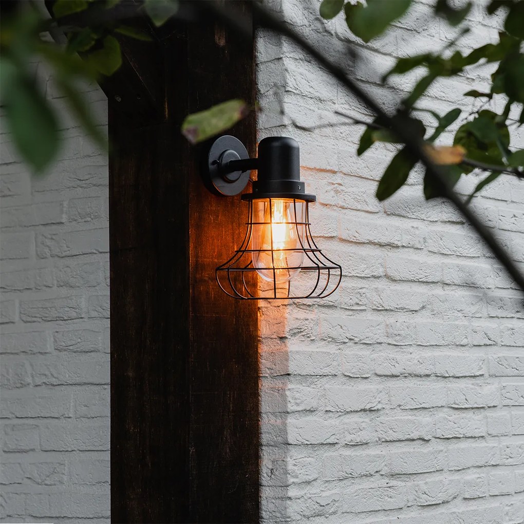 Lampă de perete exterioară rustică neagră IP44 - Moreno