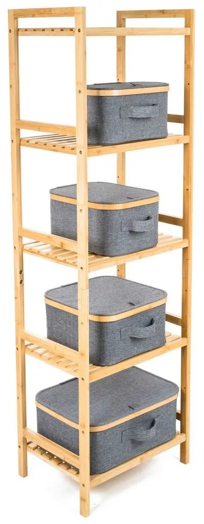 Cutie de depozitare G21 30 x 15 x 15 cm, dinbambus cu capac, gri