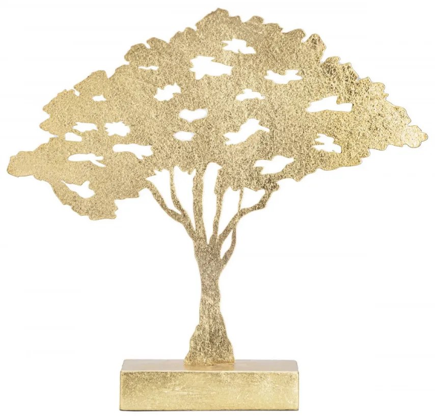 Decoratiune copac auriu din metal, 43,5x8x41,5 cm, Tree Mauro Ferretti
