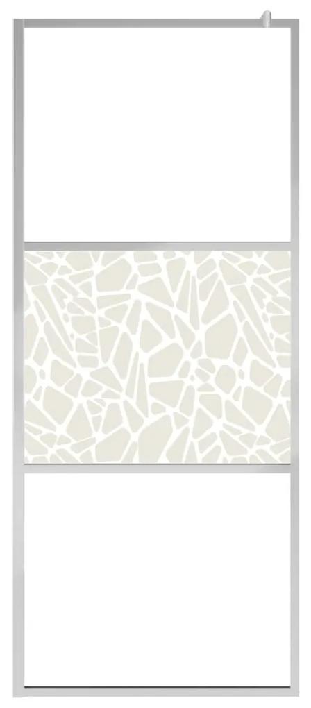Paravan de dus walk-in, 100 x 195 cm, sticla ESG, model piatra Argintiu, 100 x 195 cm, glass and stone