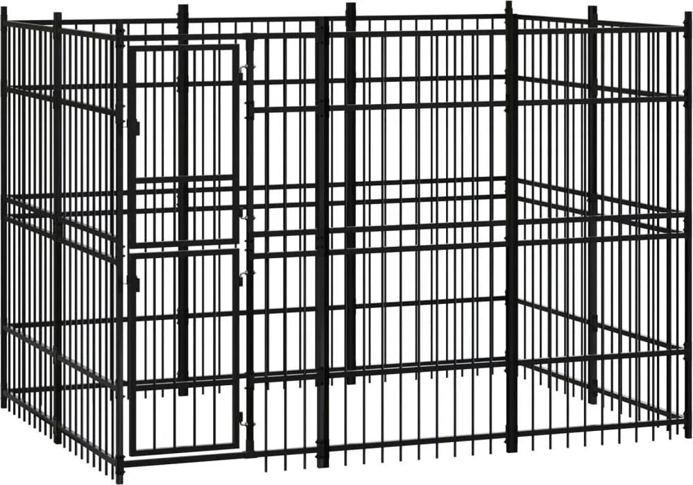 vidaXL Padoc pentru câini de exterior, 5,53 m², oțel