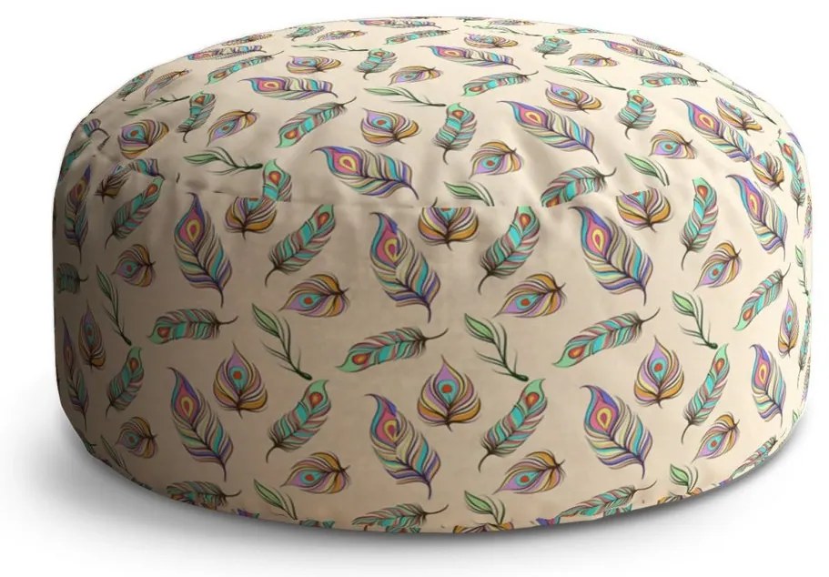 Taburet Circle penițe de păun, crem