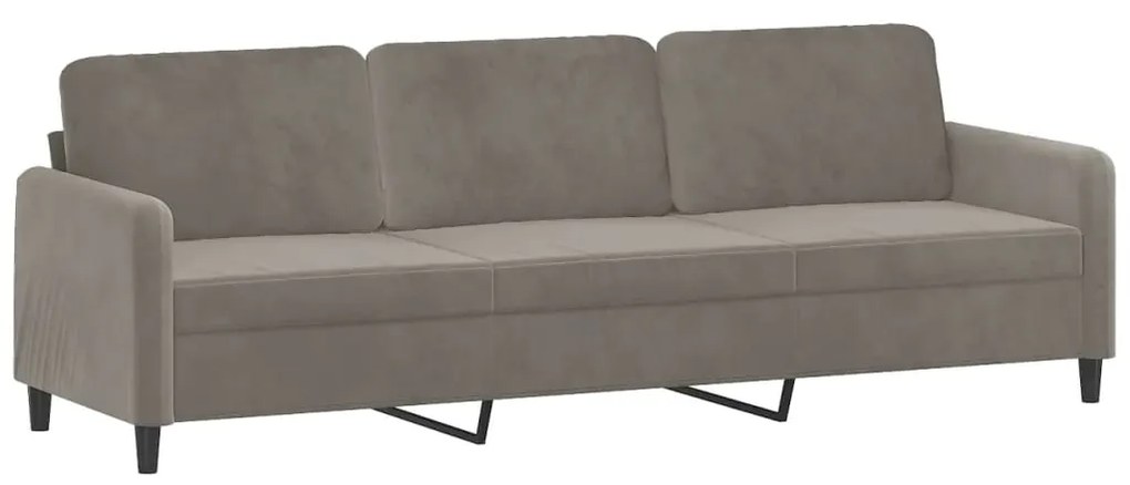349063 vidaXL Canapea cu 3 locuri, gri deschis, 210 cm, material catifea