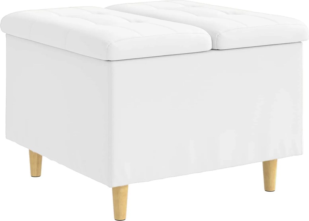 vidaXL Ottomană de depozitare Alb 60 x 60 x 45 cm Piele artificială