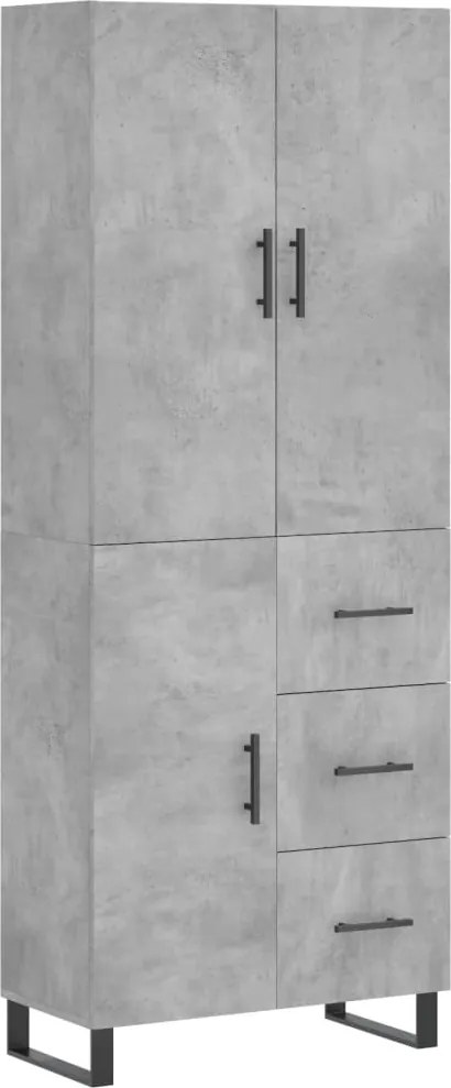 vidaXL Dulap înalt, gri beton, 69,5x34x180, lemn compozit