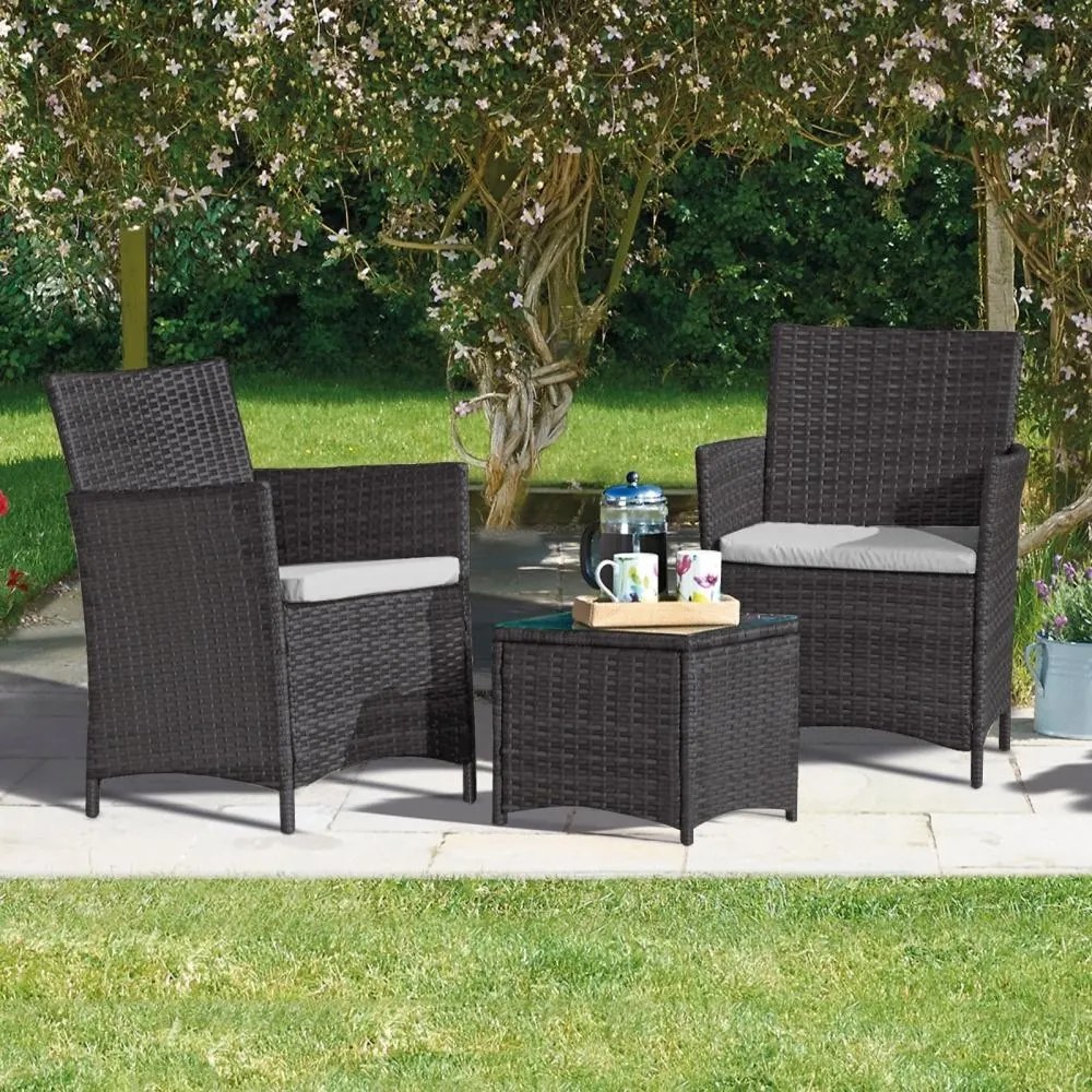 Set ratan Avenberg VENETO ratan negru / tapițerie gri