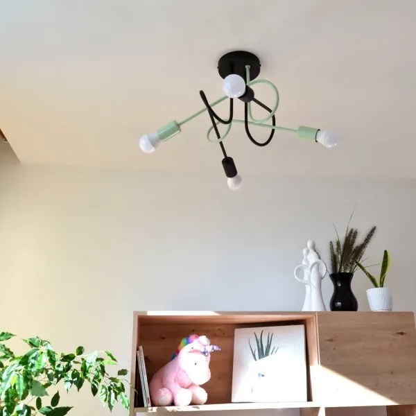 Lustră aplicată OXFORD 4xE27/15W/230V negru/verde