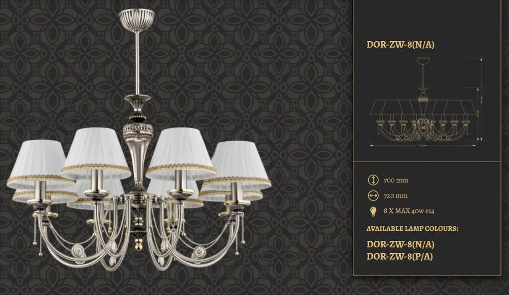 Candelabru 8 brate design clasic realizat manual Dorato