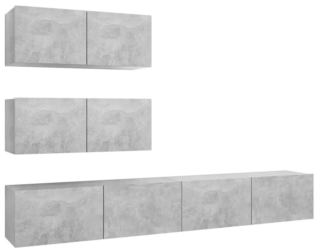 3079131 vidaXL Set de dulapuri TV, 4 piese, gri beton, lemn prelucrat