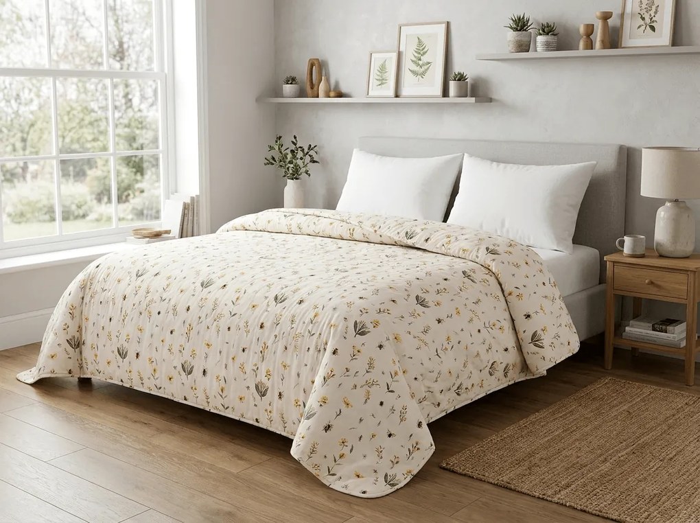 Cuvertura de pat INSECTA, crem Dimensiune: 170 x 210 cm
