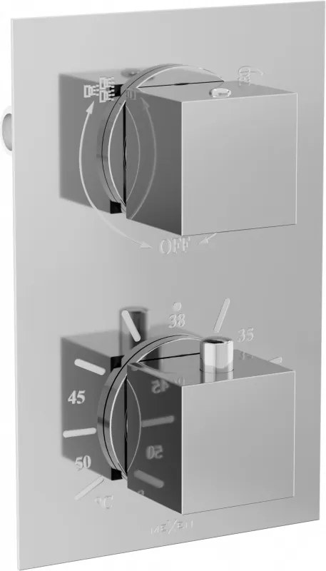 Mexen Cube baterie de baie-duș termostatice cu 2 ieșiri, crom - 77502-00