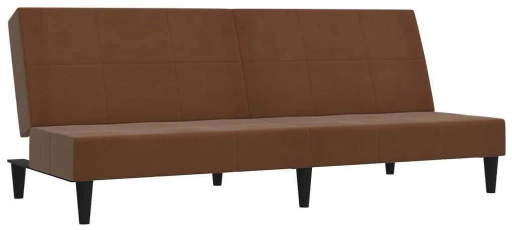 340671 vidaXL Canapea extensibilă cu 2 locuri, maro, textil microfibră