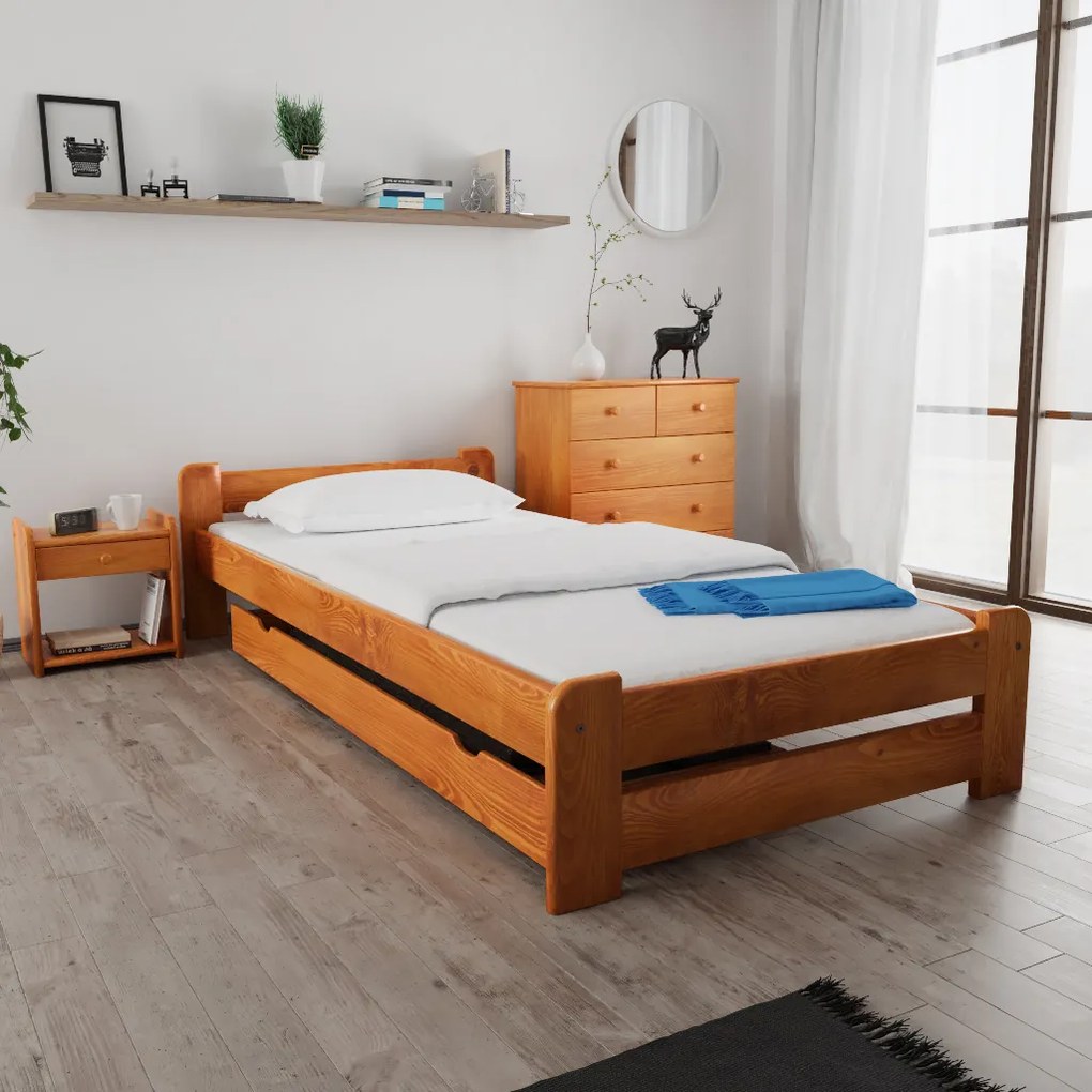 Pat Emily 80x200 cm, arin Saltele: Fara saltea, Somiera pat: Cu lamele drepte