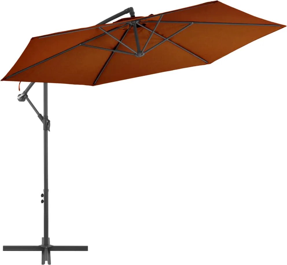 vidaXL Umbrelă în consolă, stâlp din aluminiu, cărămiziu, 300 cm